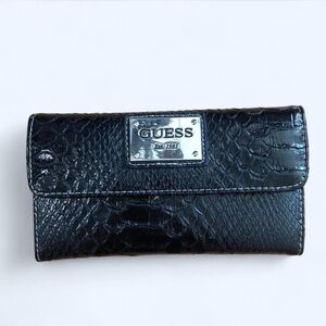 Guess Black Y2K Faux Snakeskin Leather Wallet